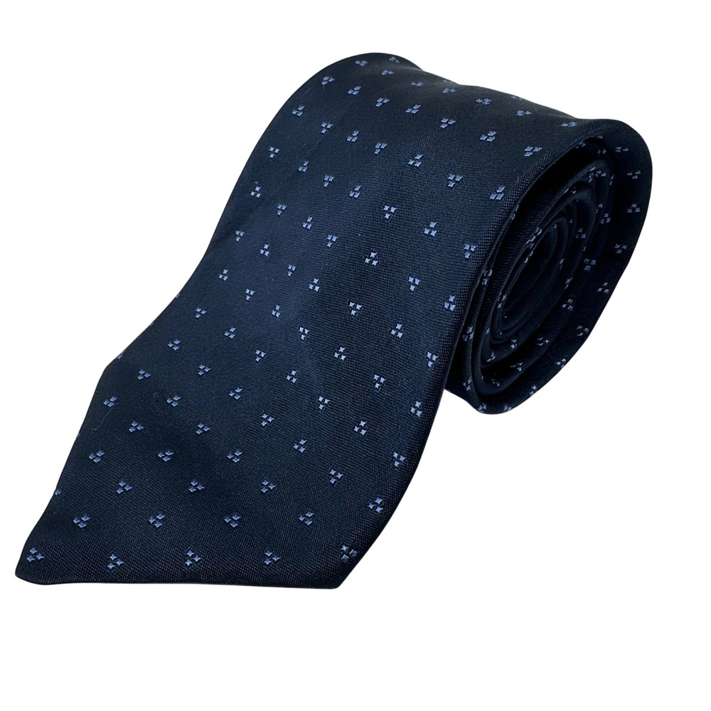 Brooks Brothers Makers Navy Blue Silk Geometric Pin Dot Tie Woven in England